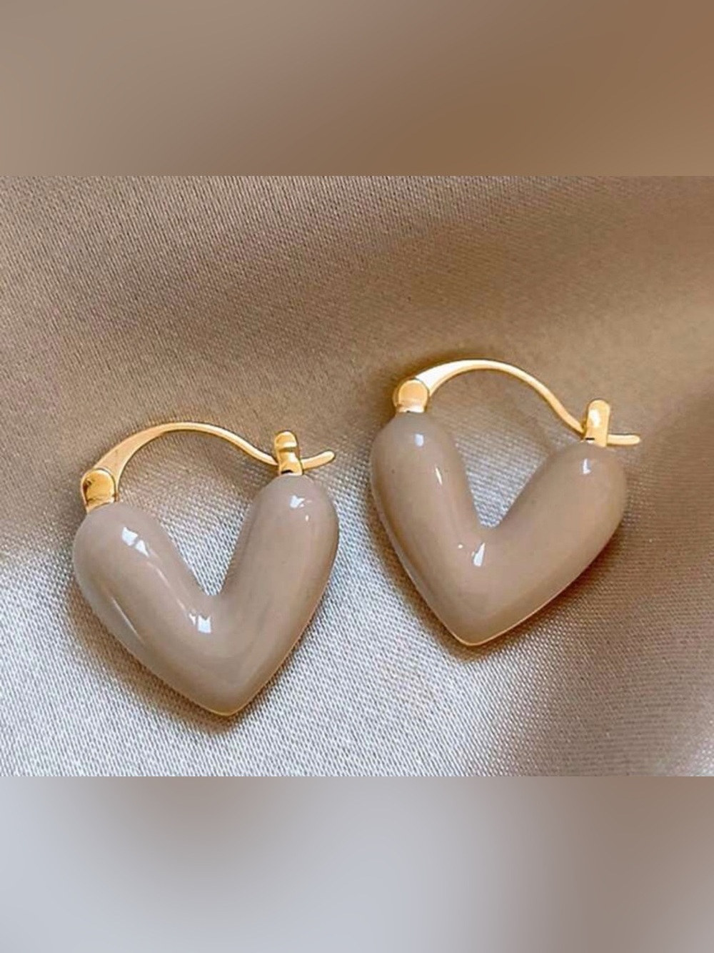 Gold-Tone Hoop Earrings with Red Heart Charms